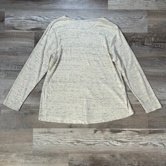 J. Jill Shirttail Tee Cream Cotton Long Sleeve Soft Knit Casual Top Petite P - Picture 3 of 5